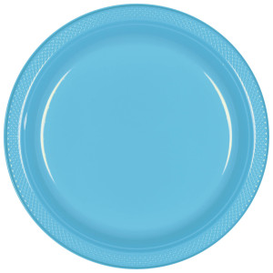 FET 20 assiettes plastique 9" turquoise