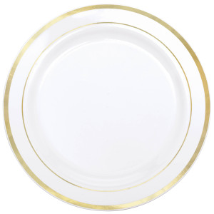 FET assiettes rond blanc doré 20pcs