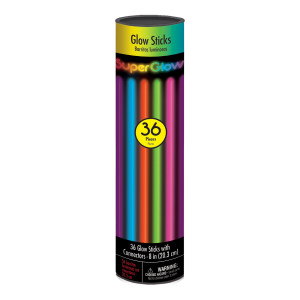 FET 36 bâtons lumineux 8" couleurs asst