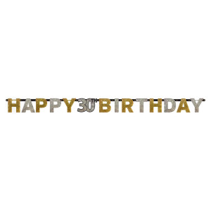 FET banniere happy birthday 30ans 7ft or et argent