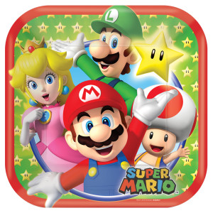 FET 8 assiettes carrées 7" super mario