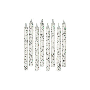 FET 24 chandelles spirales scintillantes blanches
