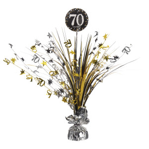 FET centre table "70 happy birthday" noir, or & argent