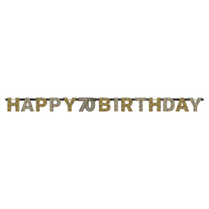 FET banderole happy 70 th birthday or/argent