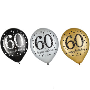 FET 15 ballons 60 ans happy birthday (12")