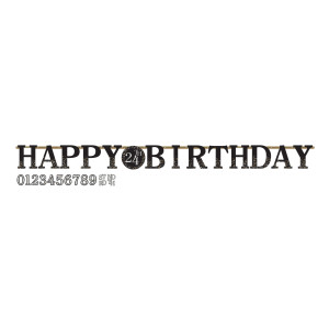 FET banniere happy birthday noir et or à personnaliser