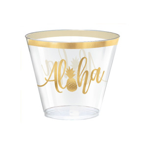 FET 30 verres en plastique or et transparent ananas