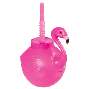 FET flamant rose avec paille