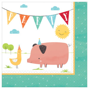 FET napkin anniversaire barnyard animaux de la ferme