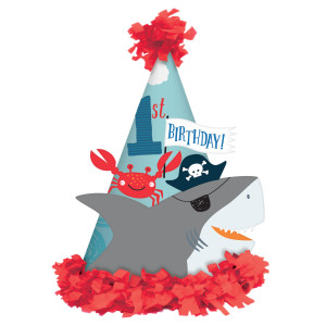 FET  chapeau anniversaire  en cone theme marin