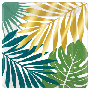 FET assiettes 10" carré avec feuilles d arbres