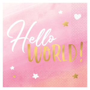 FET grande napkin rose hello world