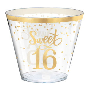 FET 30 verre en plastique or et transparent sweet 16