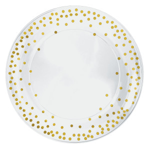 FET plat 14" transparent avec points dorés