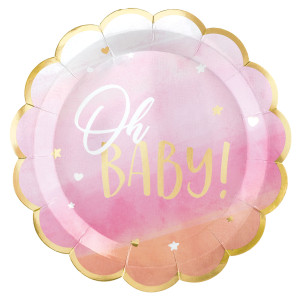 FET assiette fleur rose oh baby 10.5"