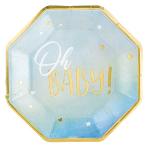 FET assiette octogone oh baby bleu 10"
