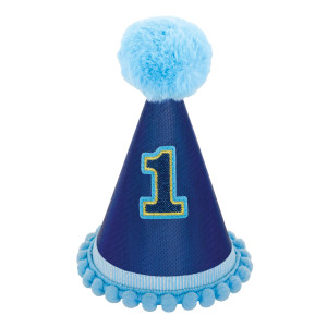 FET chapeau 1 ans bleu ponpon