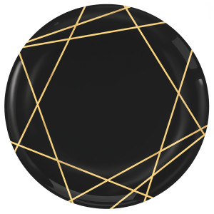 FET paquet de 20pcs assiette petite noir et ligne or