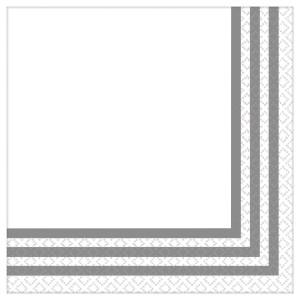 FET napkin blanc et argent avec ligne