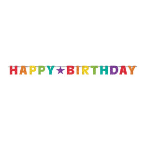 FET banderole metalique happy birthday