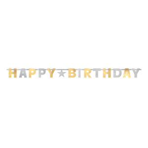 FET banderole happy birthday argent et or