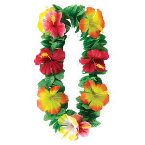 FET collier de fleur hawaien feuilles vertes