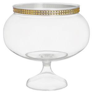 FET bol rond avec pied transparent contour or brillant