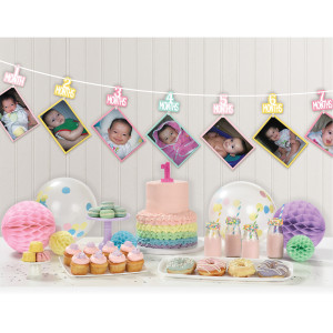 FET 1er bday fille photos guirlande