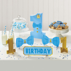 FET ensemble de decoration pour table 1 ans bleu