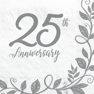 FET napkin argent anniversaire de mariage 25e