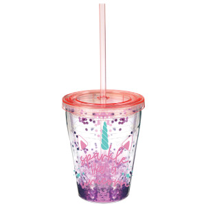 FET verre plastique avec paille licorne