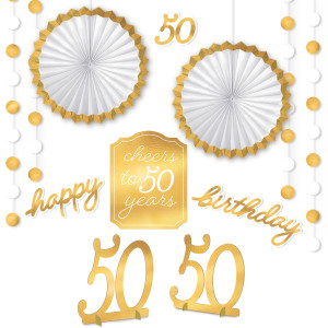 FET ensemble de decorations 50e blanc et or
