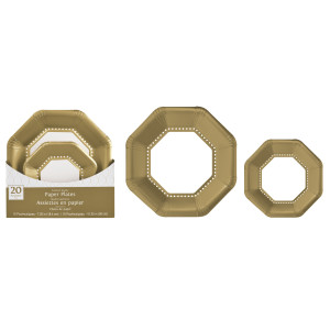 FET assiettes en papier doré 20pcs