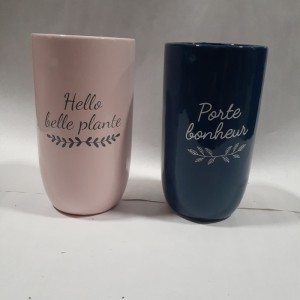 DEC vase en céramique avec message imprimé