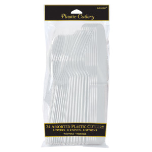 FET 24 ustensiles assortis en plastique arg