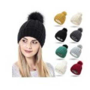 HIV bonnet femme a pompon doublure en peluche coul. ass.