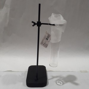 DEC vase tube en verre + support "newton" noir 28cm (#31768)