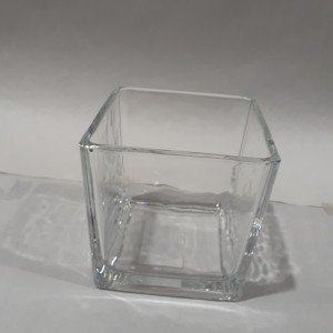 DEC vase carré en verre "maddey" 10x10x10cm (#36445)