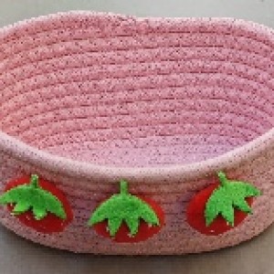 ADM Panier en coton rose 21*26*9cm