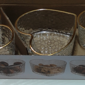 VAI petit plat en verre coeur bordure doré