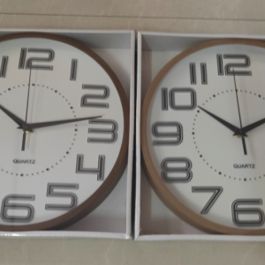 HOR 30cm horloge contour bois 2 couleurs asst