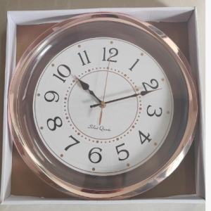 HOR 35cm horloge contour plastique dore