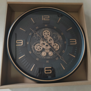 HOR 50cm horloge noir noir rustique avec chiffre dore