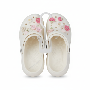 ETE pantoufles femme beige style crocs avec fleur