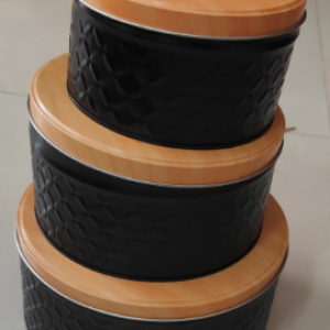 ADM boite a biscuit grand noir couvercle faux bois