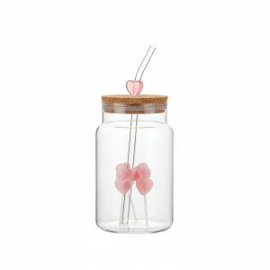 ADM 620ml tasse en verre boucle rose