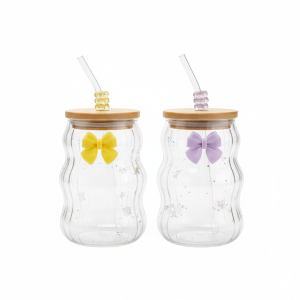 ADM 400ml tasse en verre boucle jaune et mauve