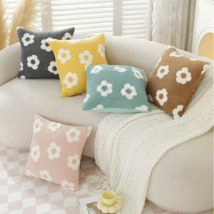 ADM coussin rose et bleu avec motif de fleur 45x45cm