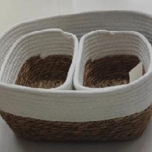ADM panier petit 20*14*11cm naturel et blanc