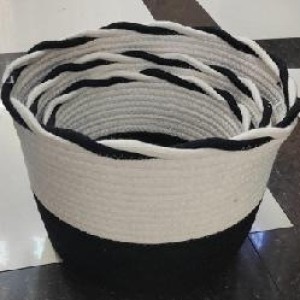 ADM panier rond 24*16cm gris et blanc